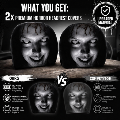 Creepy Car Headrest Covers – 2 COVERS