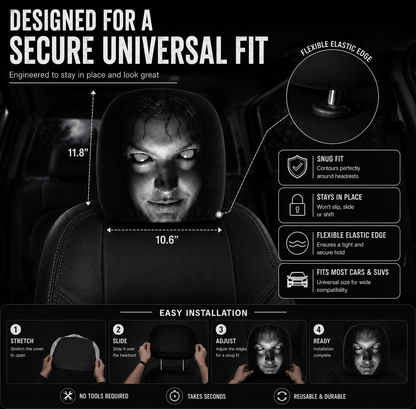 Creepy Car Headrest Covers – 2 COVERS